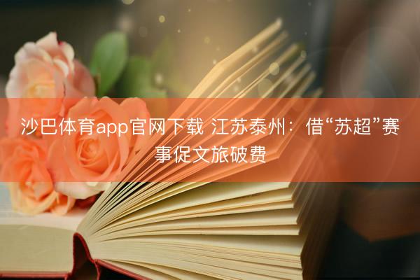 沙巴体育app官网下载 江苏泰州：借“苏超”赛事促文旅破费