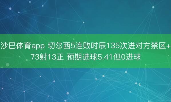 沙巴体育app 切尔西5连败时辰135次进对方禁区+73射13正 预期进球5.41但0进球