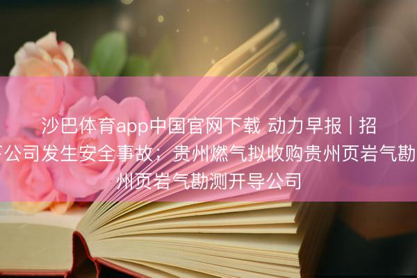 沙巴体育app中国官网下载 动力早报 | 招金矿业旗下公司发生安全事故；贵州燃气拟收购贵州页岩气勘测开导公司