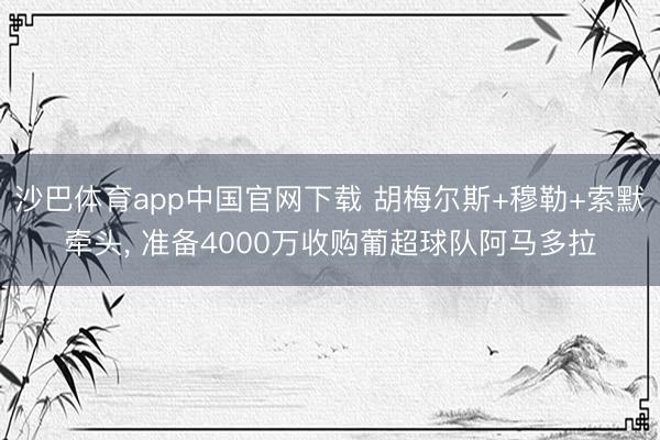 沙巴体育app中国官网下载 胡梅尔斯+穆勒+索默牵头， 准备4000万收购葡超球队阿马多拉