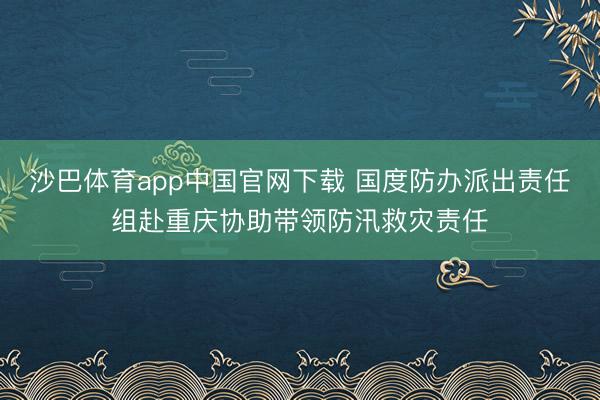 沙巴体育app中国官网下载 国度防办派出责任组赴重庆协助带领防汛救灾责任