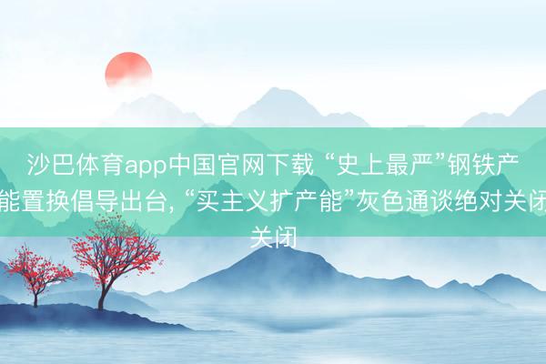 沙巴体育app中国官网下载 “史上最严”钢铁产能置换倡导出台， “买主义扩产能”灰色通谈绝对关闭