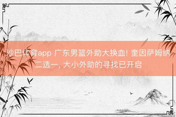 沙巴体育app 广东男篮外助大换血! 奎因萨姆纳二选一, 大小外助的寻找已开启