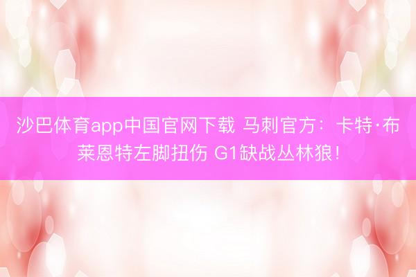 沙巴体育app中国官网下载 马刺官方：卡特·布莱恩特左脚扭伤 G1缺战丛林狼！