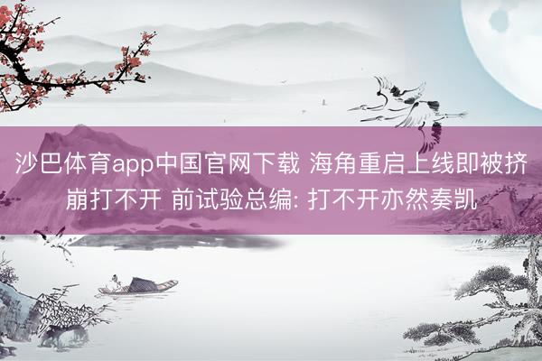 沙巴体育app中国官网下载 海角重启上线即被挤崩打不开 前试验总编: 打不开亦然奏凯