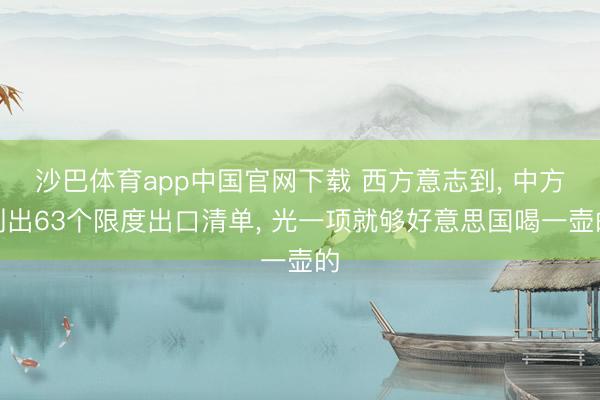 沙巴体育app中国官网下载 西方意志到， 中方列出63个限度出口清单， 光一项就够好意思国喝一壶的