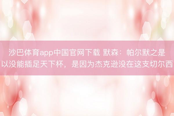 沙巴体育app中国官网下载 默森：帕尔默之是以没能插足天下杯