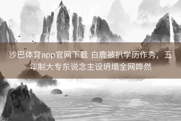 沙巴体育app官网下载 白鹿被扒学历作秀，五年制大专东说念主设坍塌全网哗然