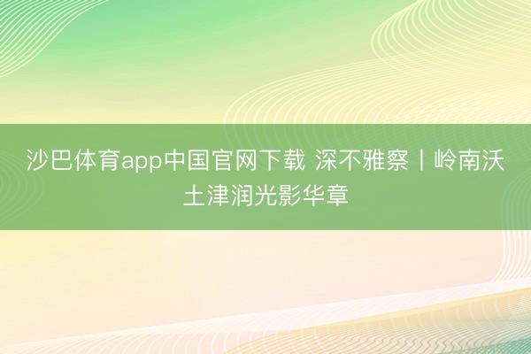 沙巴体育app中国官网下载 深不雅察丨岭南沃土津润光影华章