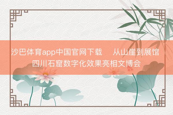 沙巴体育app中国官网下载 从山崖到展馆 四川石窟数字化效果亮相文博会